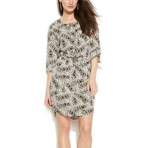VINCE CAMUTO Leopard Roll Tab Zip Front Dress